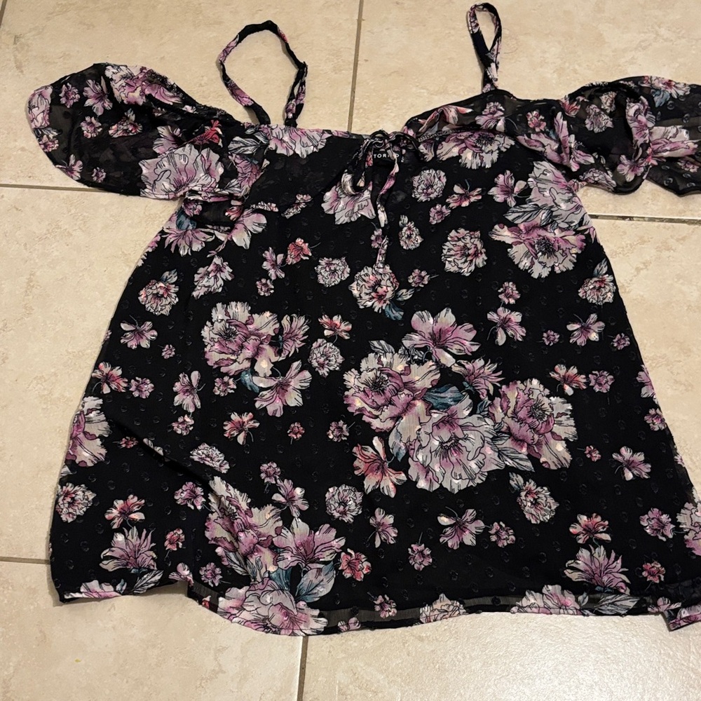 Torrid Black and Pink Floral Top